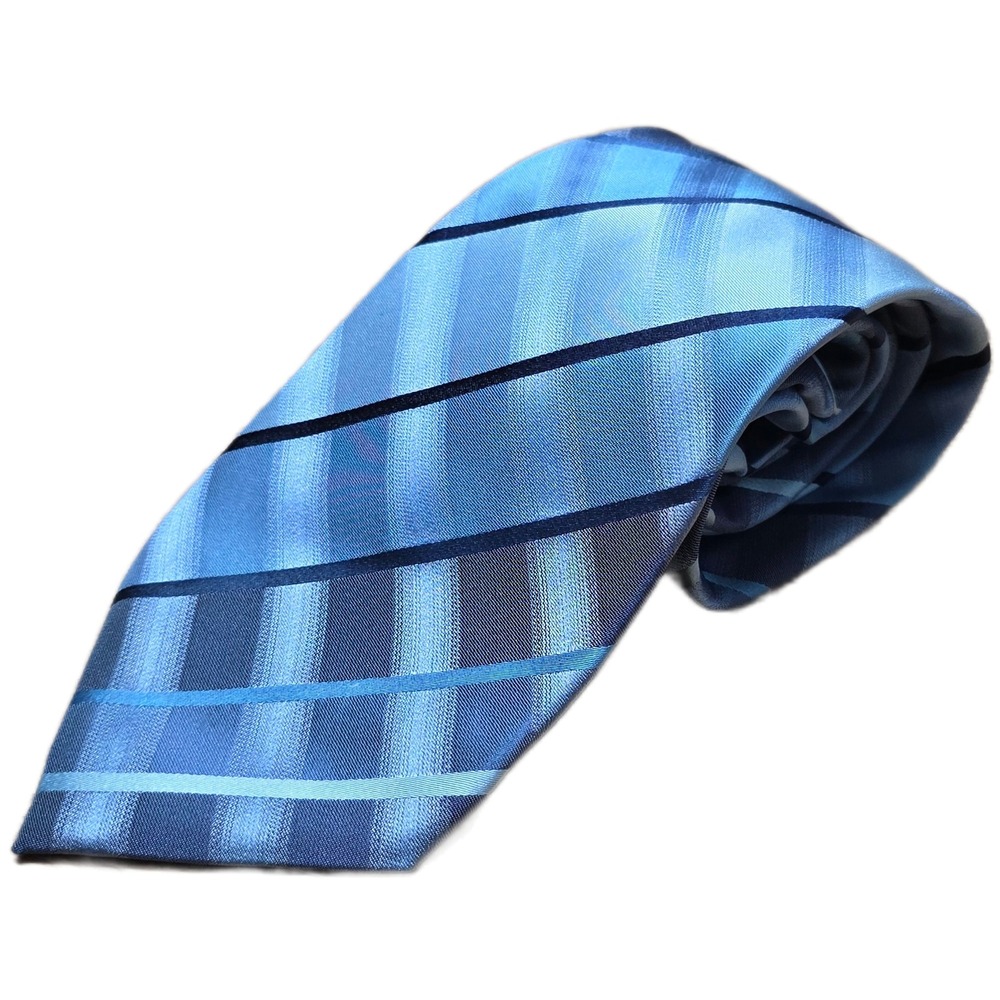 Van Heusen Stripe Silk Tie Men's Blue Black Stain Resistant‎ Formal